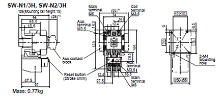 Dimensions SW-N1/3H,SW-N2/3H