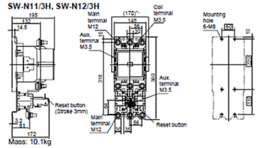 Dimensions SW-N11/3H,SW-N12/3H