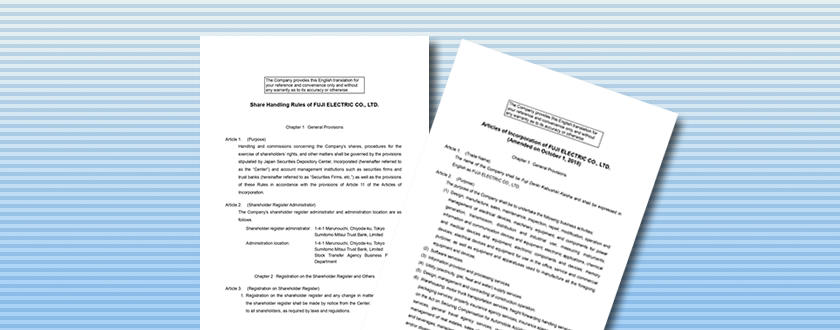 Articles of Incorporation / Share Handling Rules