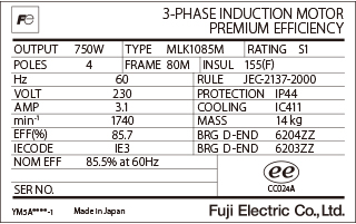 Specification nameplate