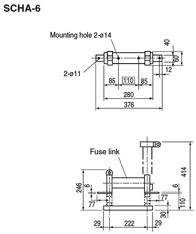 Dimensions General purpose fuses, Fuse-holder, SCHA-6