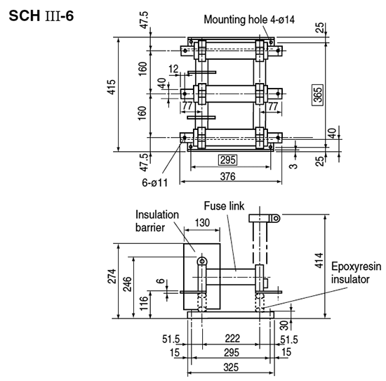 Dimensions General purpose fuses, Fuse-holder, SCH III-6