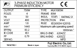 Specification nameplate