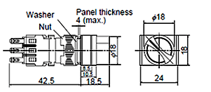 Dimensions AH164-P□, AH165-P□