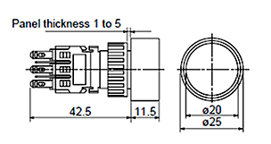 Dimensions AH165-2FL□/AH165-2F□