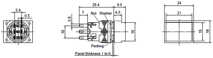 Dimensions AR16F0T, AR16F5T