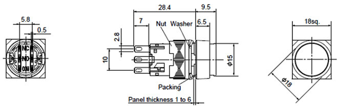 Dimensions AR16E0R, AR16E5R