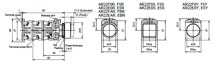 para Fuji Electric AR22S2R seleccione el botón interruptor AR22S2R-20G #AP86 LW 1 un 