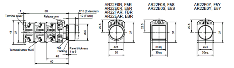 Details about   Fuji Electric AR22PCR-3 3 position Maintain Selector Switch W/Contacts 600V 10A 