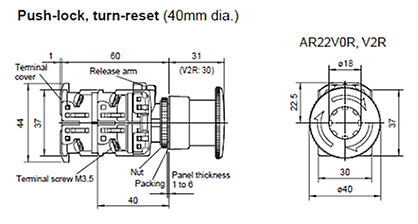 Pushbuttons, Pilot lights:AR22/DR22 series | Fuji Electric FA