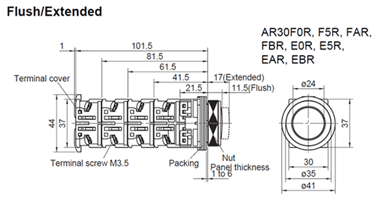 Pushbutton Push-Lock/Turnreset Fuji Details about   AR9C008-R 