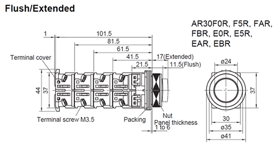 NEW IN ORIGINAL PACKAGE * Details about   FUJI ELECTRIC AR30F0R-11W PUSHBUTTON FLUSH 