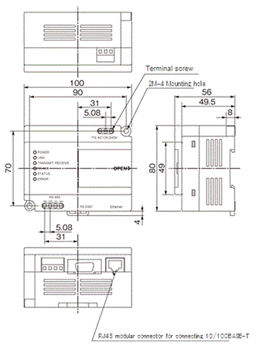 Dimensions Power monitoring unit F-MPC Web unit