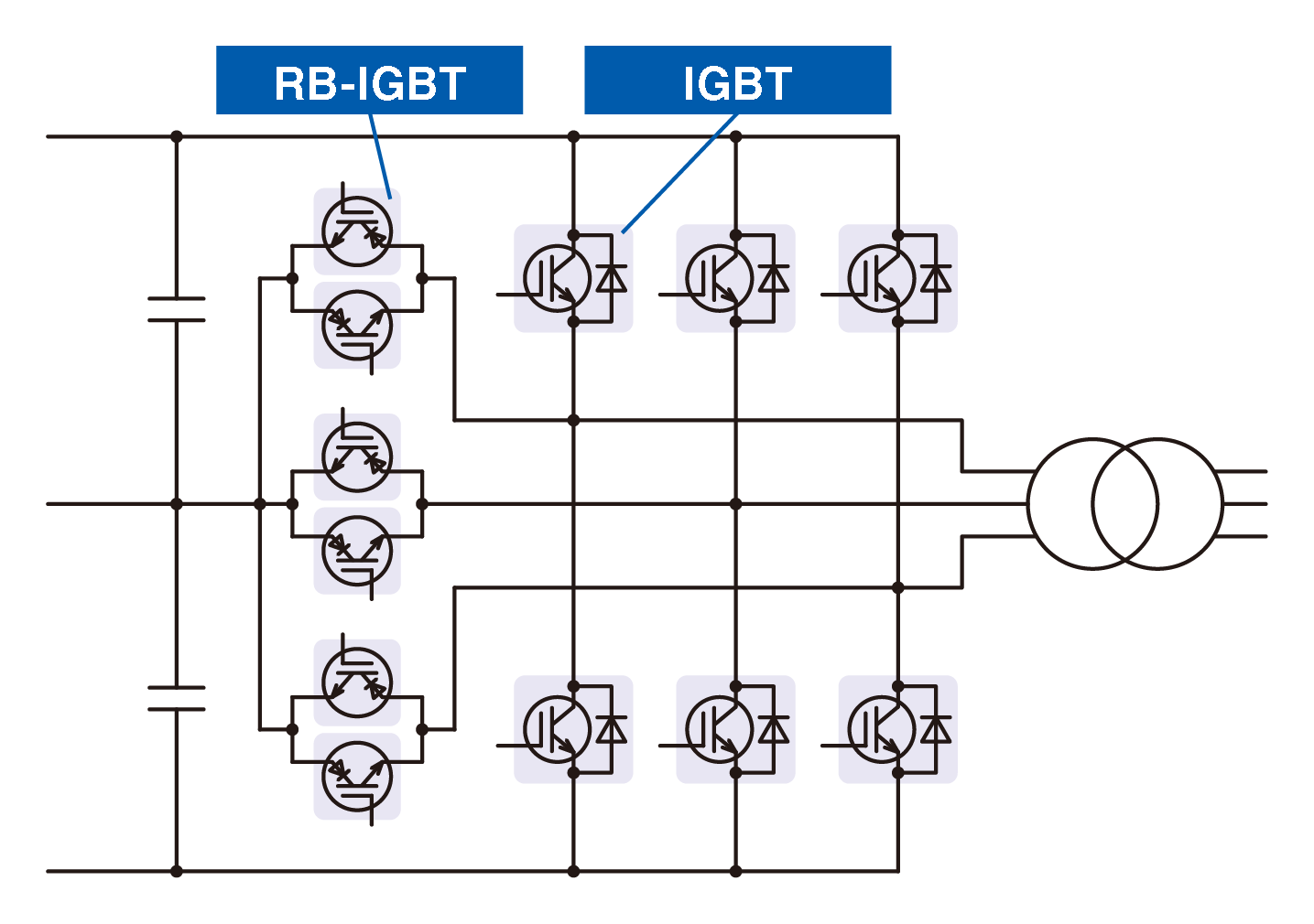 A-NPC 3-level with RB-IGBT conversion circuit example